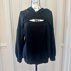 Women's Black Sweatshirt with Cutout, Size S